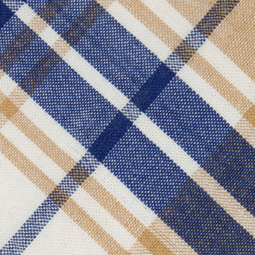 Voliza Classic Beige & Navy Plaid Cotton Neck Tie